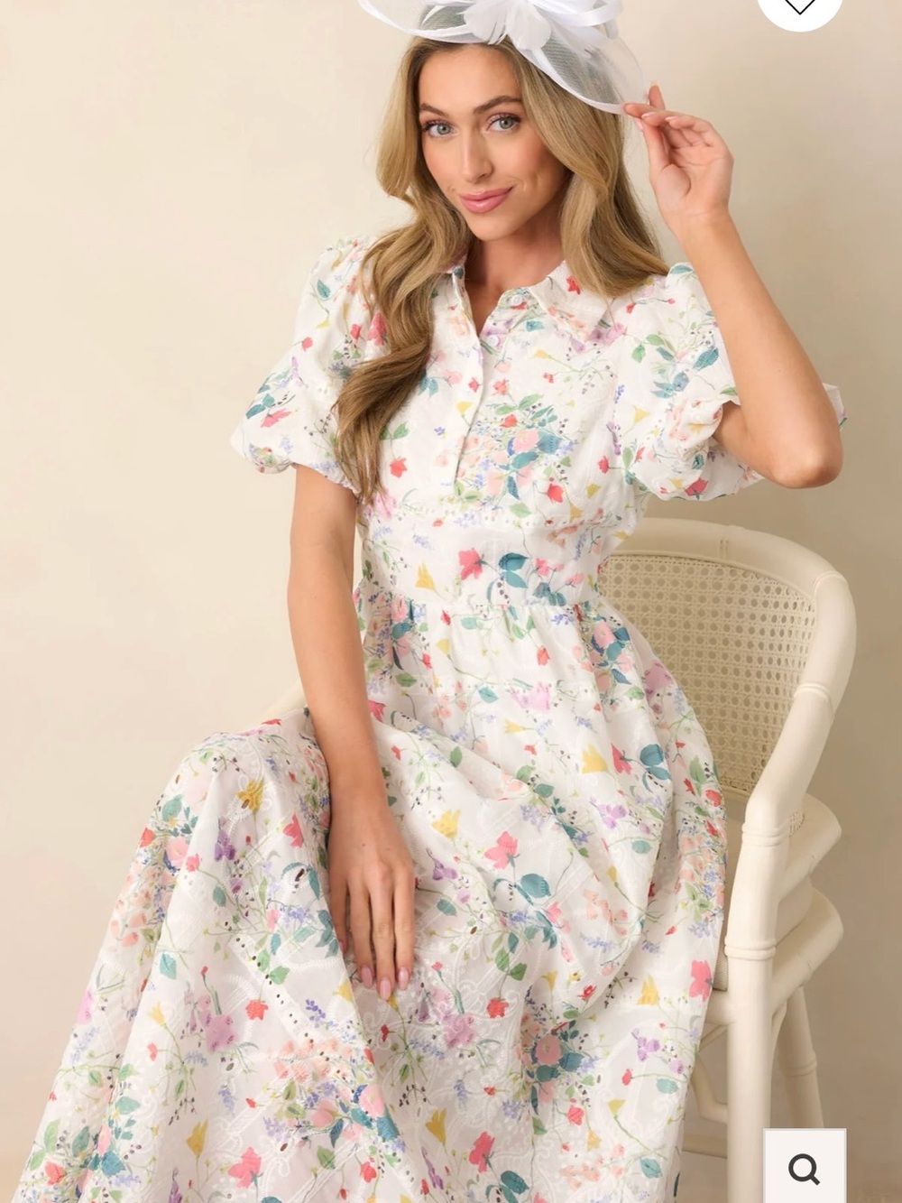 New Red Dress “A Fresh Pick Ivory Floral Embroidered Maxi Dress, Large - Picture 3 of 6